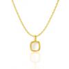 Necklace Stainless Steel Gold-Plated 14K Gold White Pendant Square