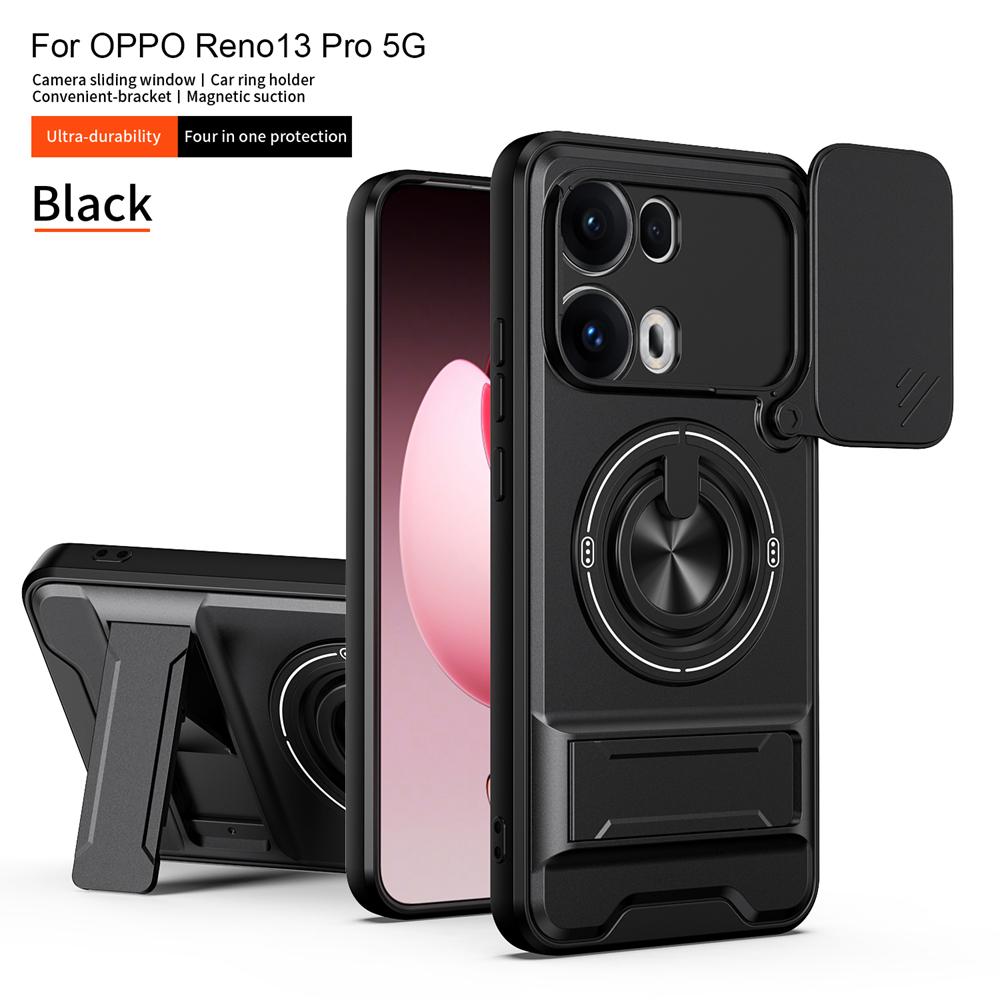 KEYSION Magnetic Phone Case for OPPO Reno13 Pro 5G Reno13 F 5G Slide Camera Protection Upright Kickstand Ring Shockproof Cover
