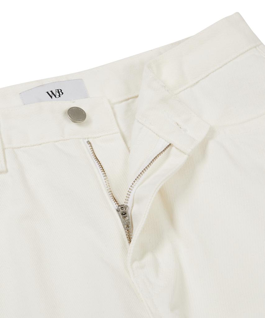 WEST GRAND BOULEVARD Semi-Wide Raw Denim Pants Cream