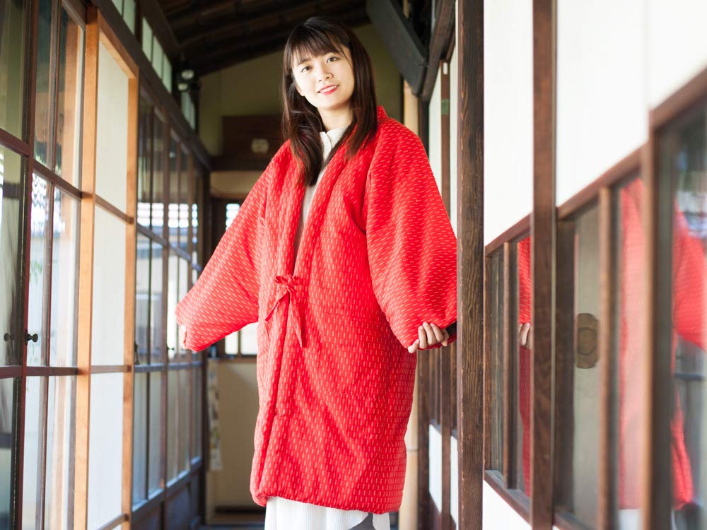 ROCCA Long Hanten Made In Plus Sizes Stylish Tanzen Women's Kurume-woven (Rokka Pattern) - Warm, Japan, Kurume, Available, Hanten, Dotera,