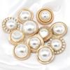 10pcs Pearl Gold Metal Women Coat Buttons For Clothing Vintage Sweater Decorative Buttons Quality Sewing Accessories