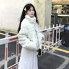 Giacca trapuntata da donna Kawaii a pois Parka corto in velluto a coste Patchwork con bottoni coreani Colletto alto Y2K Giacca calda Puffer