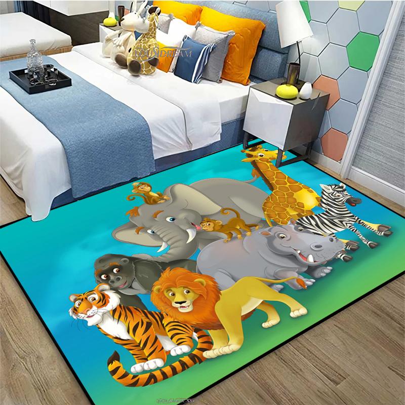 Dżungla Dywan Zwierzęcy Żyrafa Lew Dywan Dekoracja Salonu Duży Dywan Sypialnia Dziecko Mata Do Raczkowania Łazienka Mata Kąpielowa
