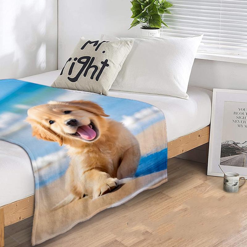1PC Dog cute printed blanket, all season lightweight home office outdoor nap multifunctional blanket A7