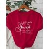 Walk By Faith Women's Tee - Bible Verse Graphic Pink Casual Top
