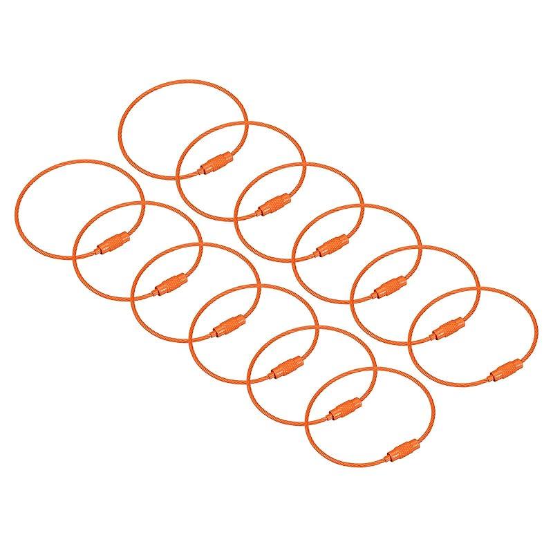 

[uxcell] 12 packs cable keyring 6 (155mm) wire key chain twee Stroop lanyard key chain luggage tag orange