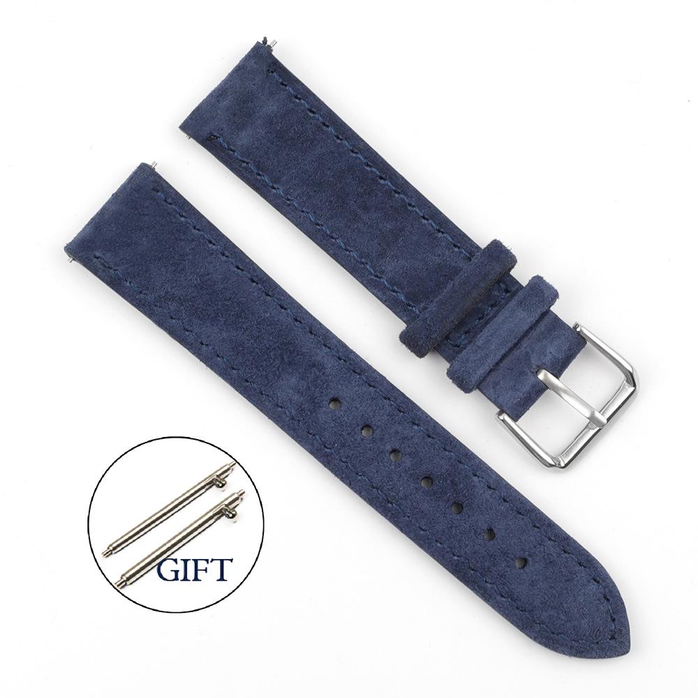

Vintage Suede 18mm Leather Watch Band 20mm 22mm Cowhide Stitching Bracelet Sport Quick Release Men Women Watch Strap Replacement 18mm синій
