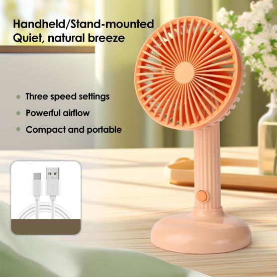 Personal Handheld Fan with Detachable Base 3 Speeds USB Rechargeable Small Desktop Fan Adjustable 90 Degree Tilt Mini Fan for Travel Indoor Outdoor