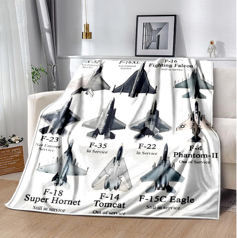 Flaneldecke mit Flugzeugmotiv, Weich, Warm, Ganzjahres-Überwurf, Design für Camping, Autoreisen, Wandern, Sofa, Bett, Büro, Perfektes Geschenk für Partys