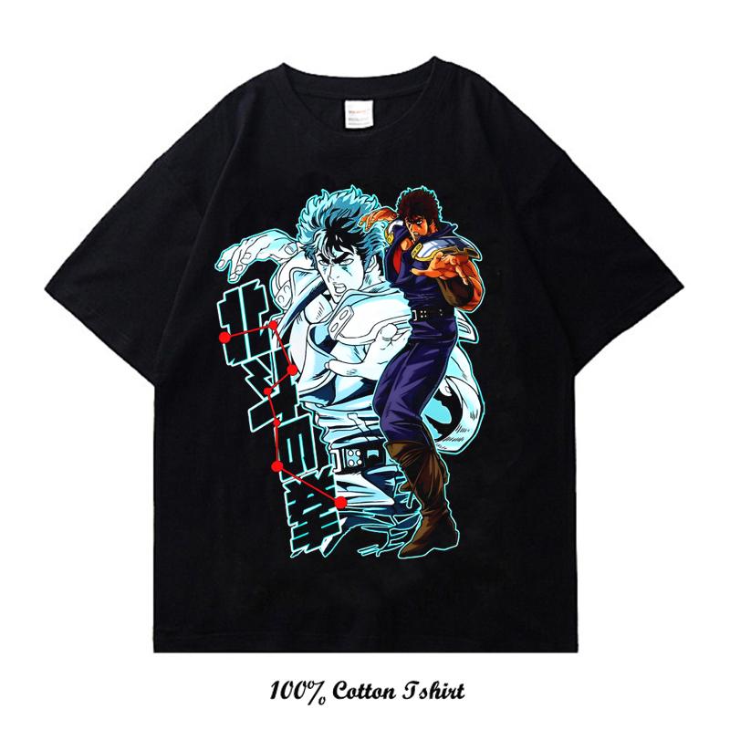 Pěst Hvězdy Severu Černé Hip-Hopové Harajuku Streetwearové Tričko s Potiskem Japonského Anime Bavlněné Ležérní Tričko Letní s Krátkým Rukávem