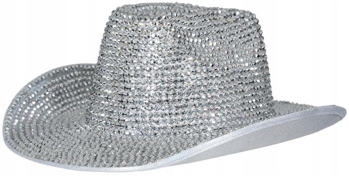 Shiny Silver Cowboy Hat with Crystals and Sequins for a Hen' Ball