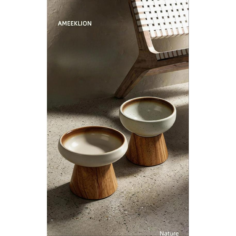 Elevated Neck Support Ceramic Cat Bowl Large Caliber Food Bowl for Cats Dogs Water Containers