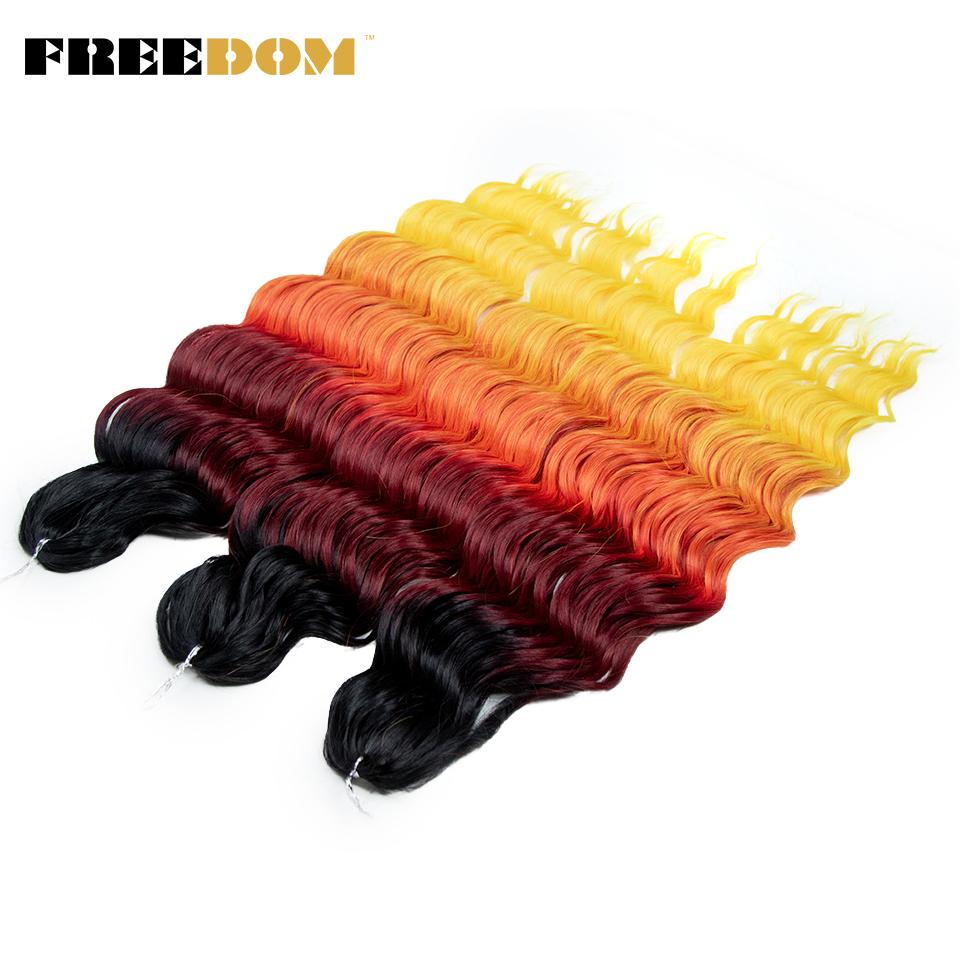 FREEDOM Synthetic Braiding Hair Extensions Natural Curly Wavy 24inch Water Wave Braid Hair Ombre Blonde Brown Twist Crochet Hair