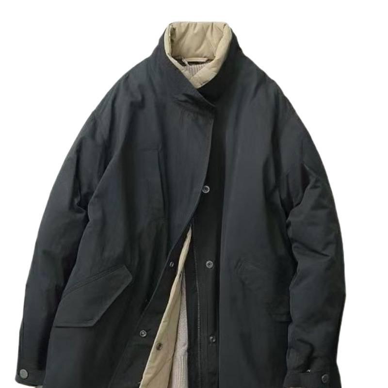 Men's Mid-Length Winter Retro Stand Collar Cotton Coat