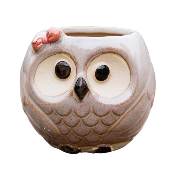 

Owl Flower Pot Clear Texture Ventilation Lovely Appearance Ceramic Drainage Holes Plant Flower Big Eyes Home Flower Succulent Pot Household Stuff 5