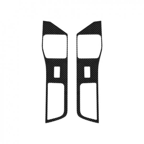 2Pcs Carbon Fiber Interior Rear Door Control Cover Trim For Ford Explorer