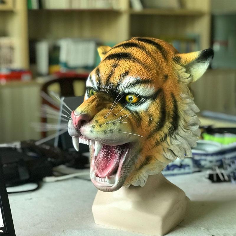 Tiger Latex Mask One size fits all adults жёлтый