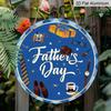 2D Flat 1pc, 8x8 in, Happy Father's Day aluminum metal logo, family gift window decoration, porch, room, home, wall decoration, easy to hang