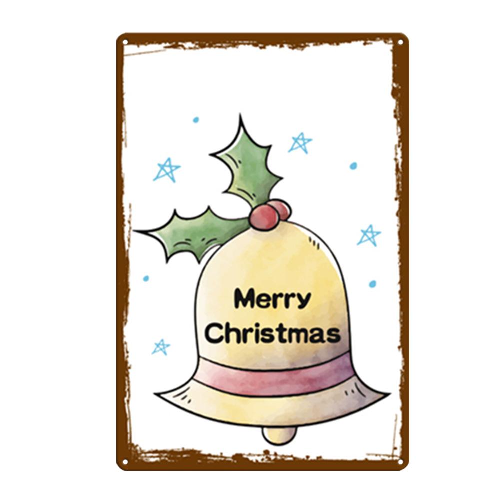 Merry Christmas Metal Tin Sign Plaque Cartoon Elk Snowflake Iron Painting Home Bar Cafe Pub Decoration Wall Art Plates