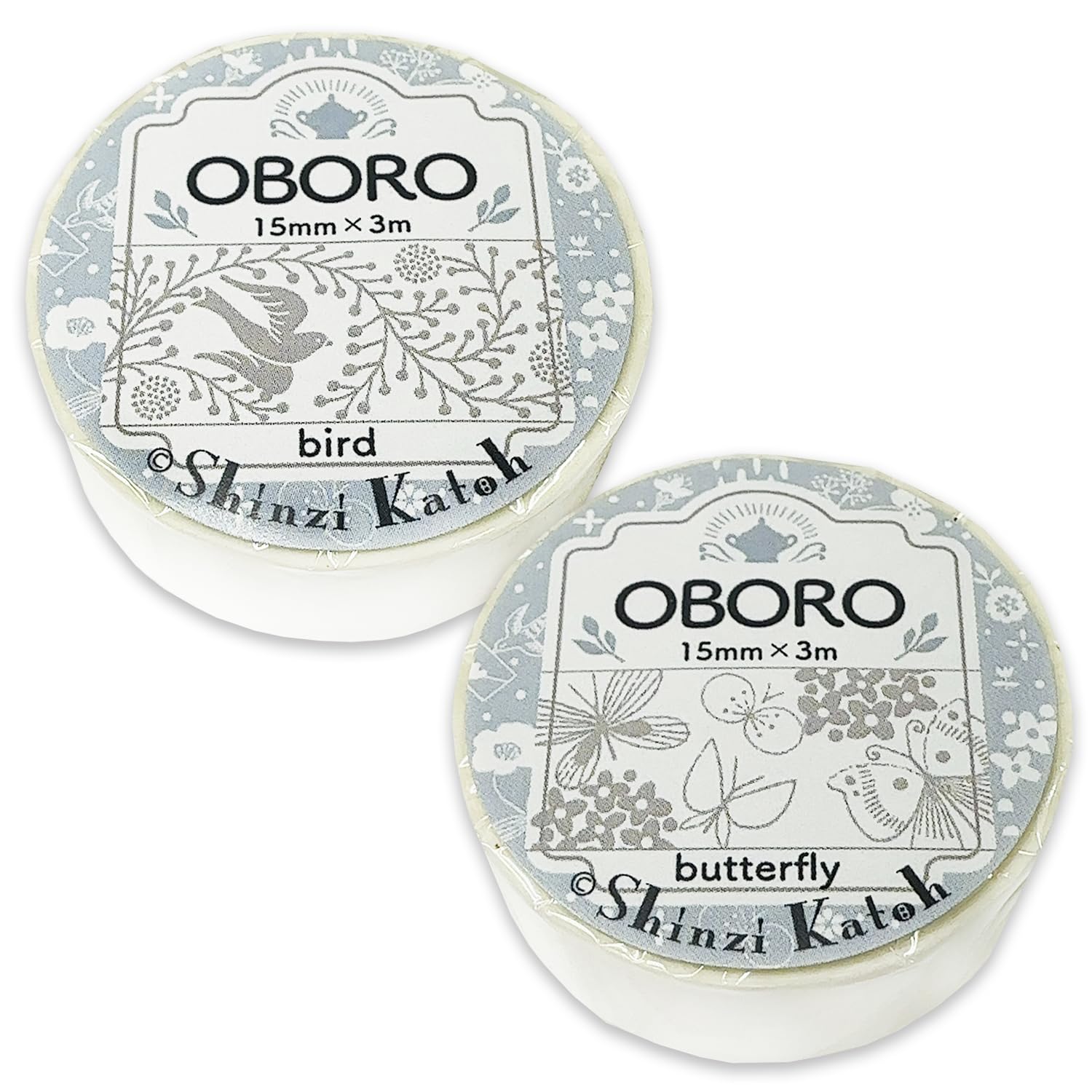 

Masking Tape OBORO Bird Butterfly White Ink Shinzi Katoh 3m Roll Set Seal-do & 2-Roll ks-dt-20097 белый