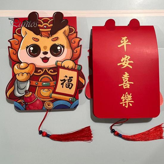 Plicuri roșii 3D cu desene animate cu zodiac cu ciucuri Decorație festivă atrăgătoare noroc Plic roșu pliabil