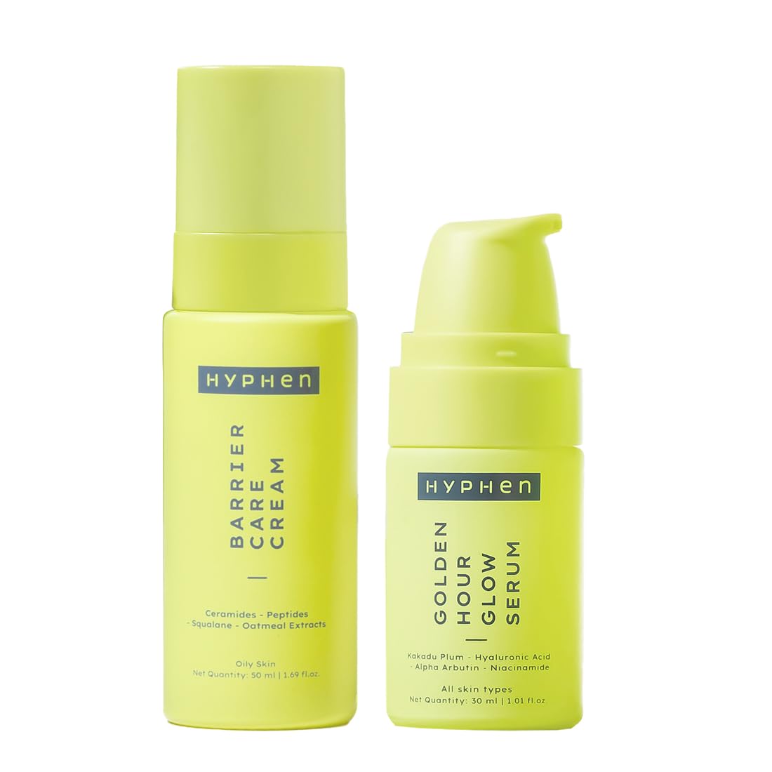 Hyphen Daily Night-Care Routine for Combination & Oily Skin with Face Serum & Barrier Care Cream | Glow & Moisturize Skincare Essentials | Rich in