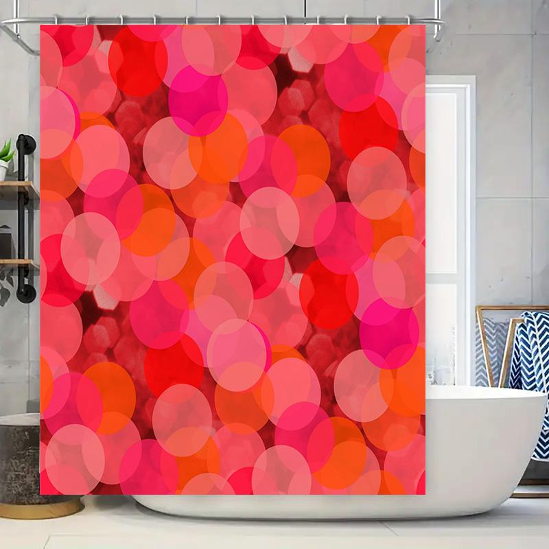

Modern Bathroom Decor: Bold Red Orange Circle Shower Curtain With Vibrant Blurred Light Design For Bathrooms W60H190(CM)-1 Pcs
