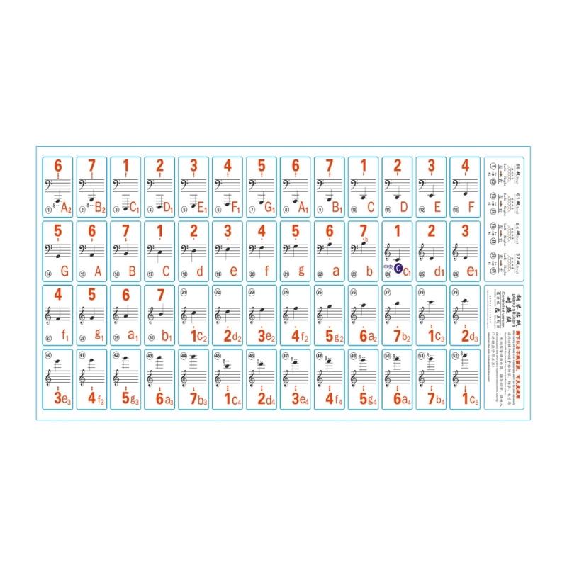 

Наклейки для клавиш пианино Съемные 88/61/54/49/37 клавиш Наклейки на клавиши пианино Ноты для детей и любителей музыки 1