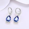 Rockyu Jewelry Popular Hoop Earrings Droplet Silver Earrings Dangling Zirconia Droplet Women's (Blue, Platinum)