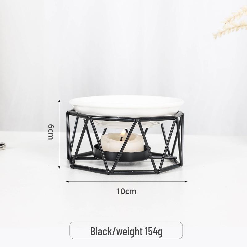 Lampă de aromaterapie transfrontalieră din fier și ceramică: Arzător de uleiuri esențiale și suport de tămâie pentru sfeșnic de birou.