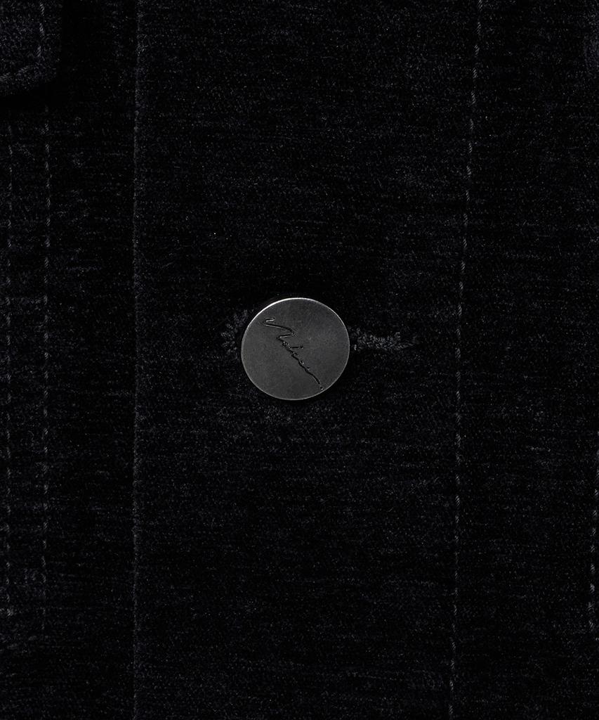 Noirer Velvet Texture Denim Trucker Jacket (Black)