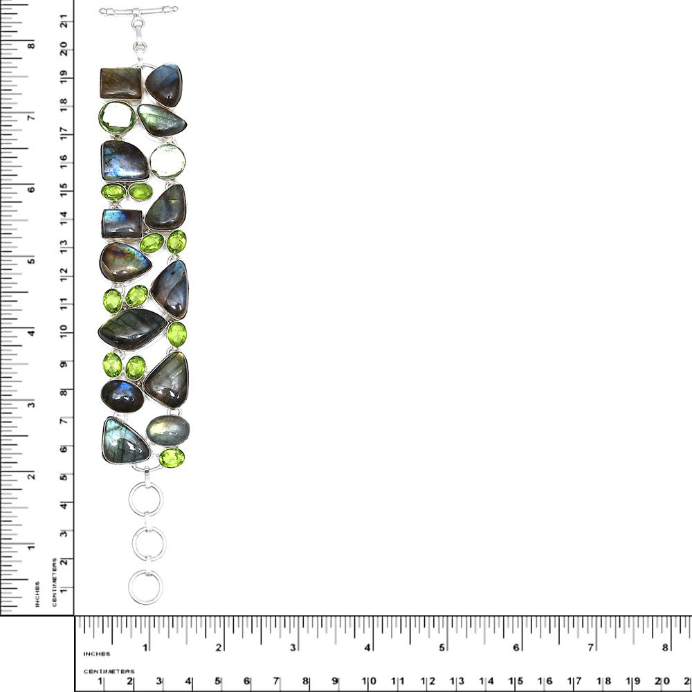 Shiney Labrodorite Peridot Quartz Jewelry Necklace Set 16-18''