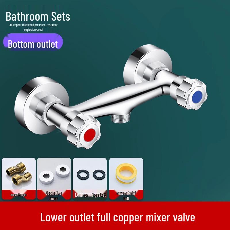 Allcopper And Handle Dual Shower Bath Faucet With Hotcold Mixer Valve