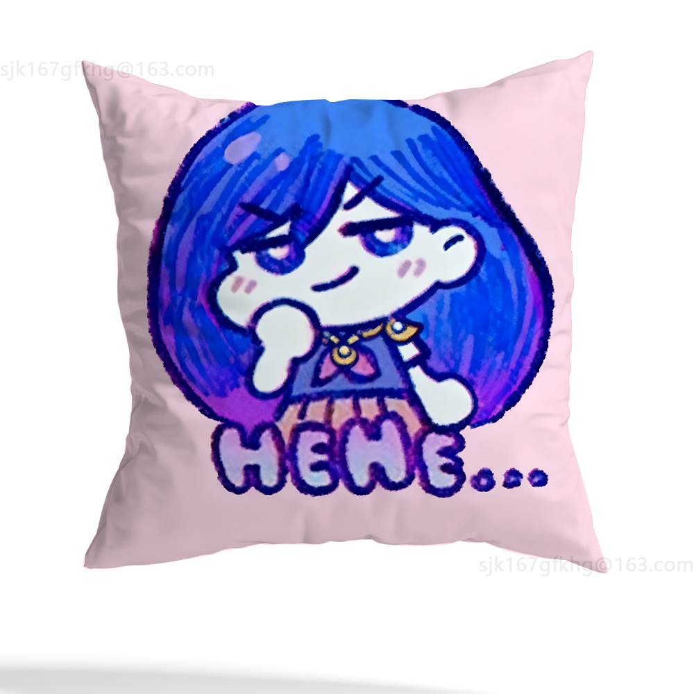 O-Omori Game Pillow Case Square Double-Sided Printing Short Plush Sofa Cushion Cover Bedroom Bedside Pillow