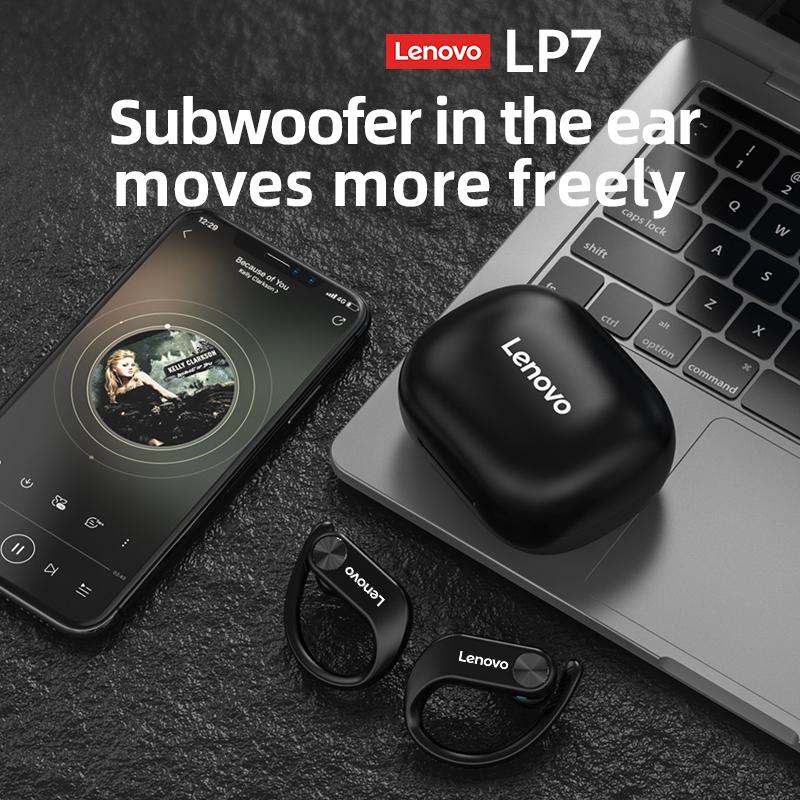 Lenovo LP75 Wireless Headphones TWS Bluetooth 5.3 Hifi Stereo Noise Reduction Earphones Gaming Sports Ear Hook with Mic Earbuds