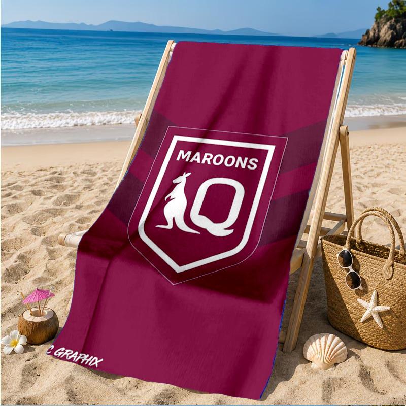 Australien Maroons Rugby Team Emblem Strandtuch, Schnelltrocknend, Pflegeleicht, Geeignet für Fitness und Strandurlaub, Sport-Essential