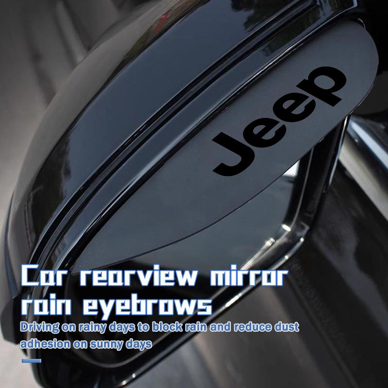 2pcs Car Rearview Mirror Rain Stickers Decorative Accessories For Jeep Grand Cherokee Wrangler JK Renegade Gladiator Compass