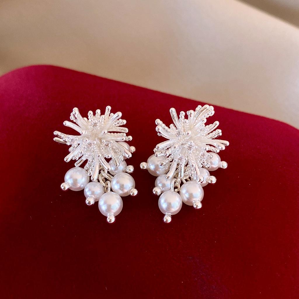 Cold wind super flash zircon snowflake fireworks stud earrings temperament versatile earrings earrings
