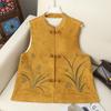 Chinese Style Embroidered Floral Vest for Women - Middle-Aged and Elderly Frog Button Stand Collar Sleeveless Jacket 2026 Style