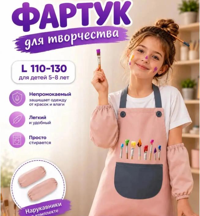 Children's Smock and Painting Set with Sleeve Covers for and Crafts