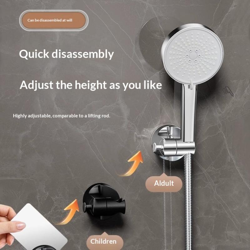 No Drill Suction Cup Shower Head Holder Adjustable Wall Mounted Shower Bracket Universal Bathroom Shower Base Accessories
