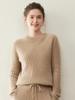 Women's Long Sleeve Cashmere Sweater - Round Neck, Loose-Fit, Soft, Warm, Fashionable, Autumn/Winter.