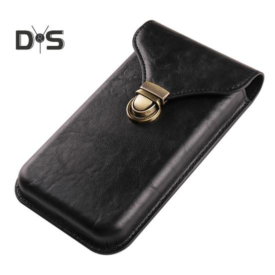 Mobile Phone Belt Bag Cellphone Holster for Blet Smooth Faux Leather Snap Closure Solid Color Regular Fit Portable Men Belt Pouch