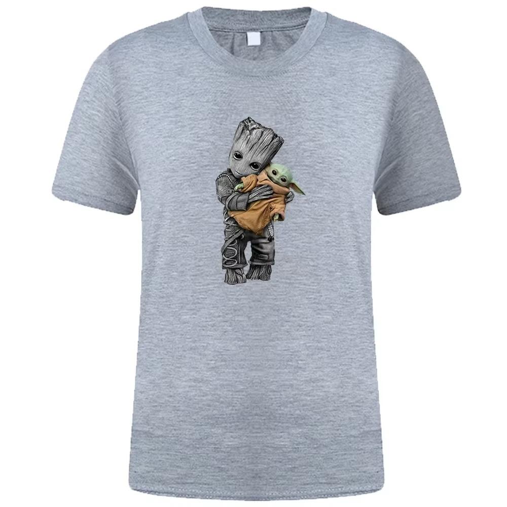 MINISO Cartoon Yoda Print T-Shirts Casual Mens Tee Shirt Harajuku Cotton Kawaii T Shirt Summer Streetwear Tops Women