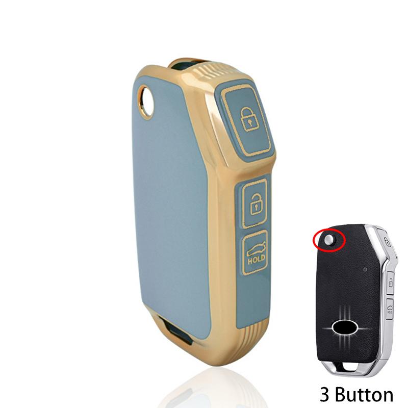 

Чехол для ключей из ТПУ с 3 кнопками, держатель для брелка для KIA Sportage R Stinger GT Sorento Ceed CD Cerato Forte 2018 2019, чехол Key Case серый