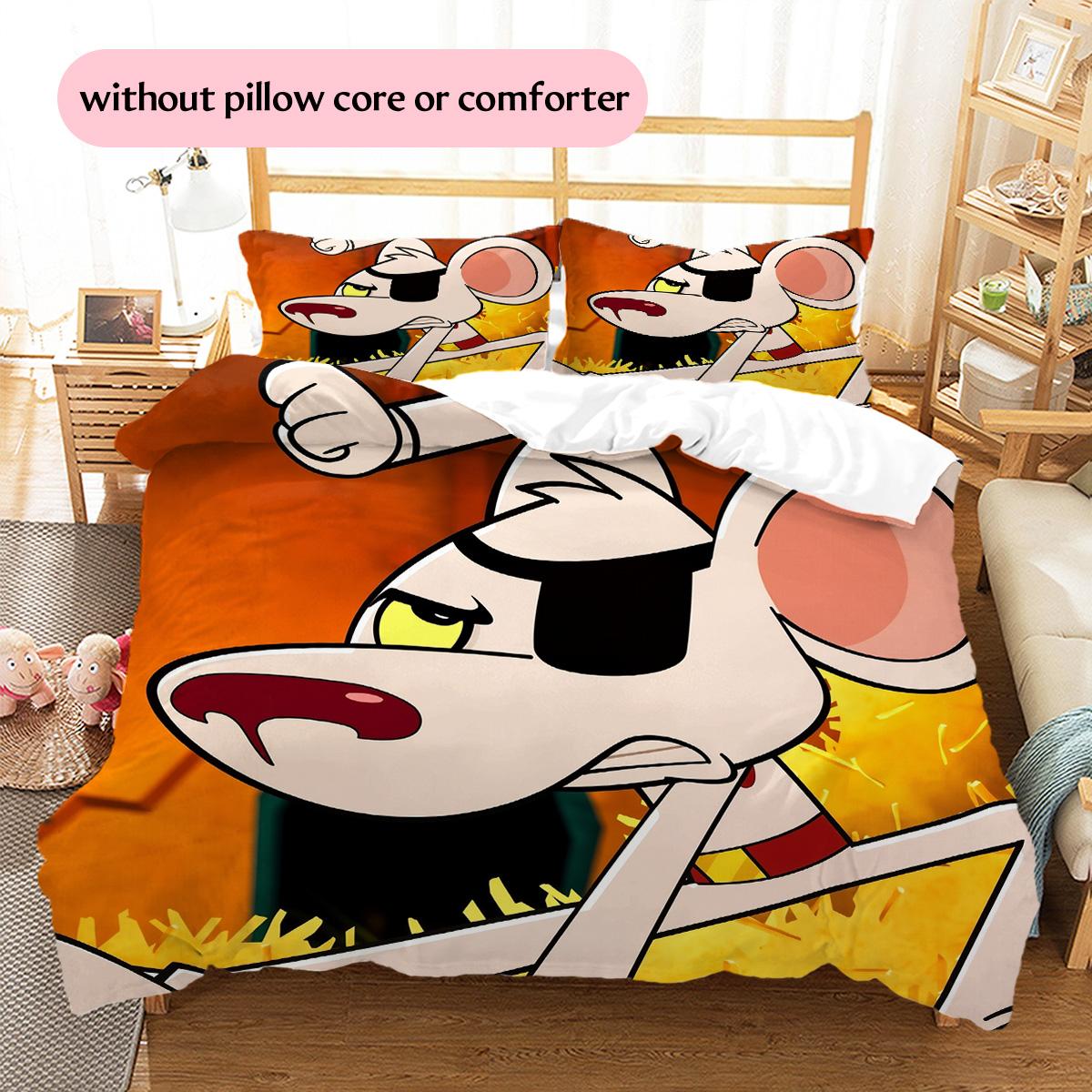 

Danger Mouse Pattern Bedding Quilt Set Home Decoration Gift (1 * duvet cover + 2 * pillowcase without core) 135x200cm