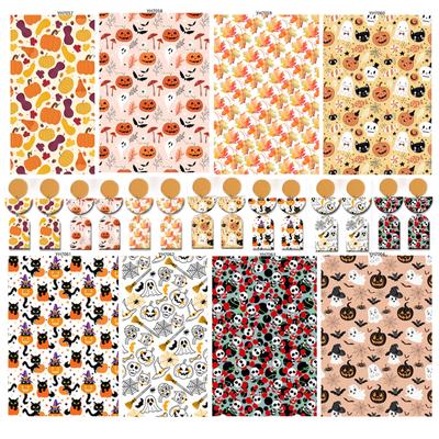 Dynie na Halloween Czaszka Nietoperz Papier Transferowy do Gliny do Kolczyków z Gliny Tworzenia Biżuterii Rozpuszczalny w Wodzie Arkusz Transferowy do Gliny