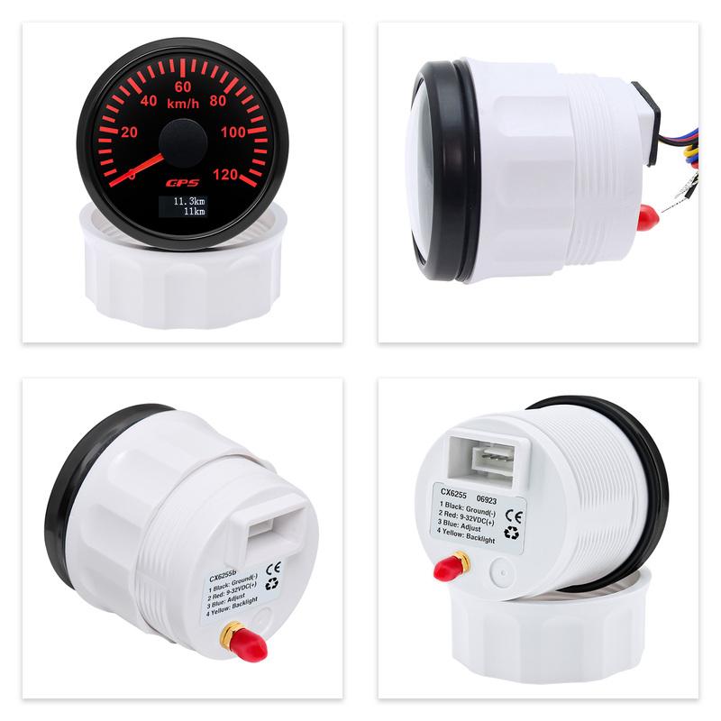 30KMH,60KMH,80KMH,120KMH,200KMH GPS Speedometer Gauge with Antenna 7Color LED 52mm Speed Meter for Marine Boat Car 12V24V