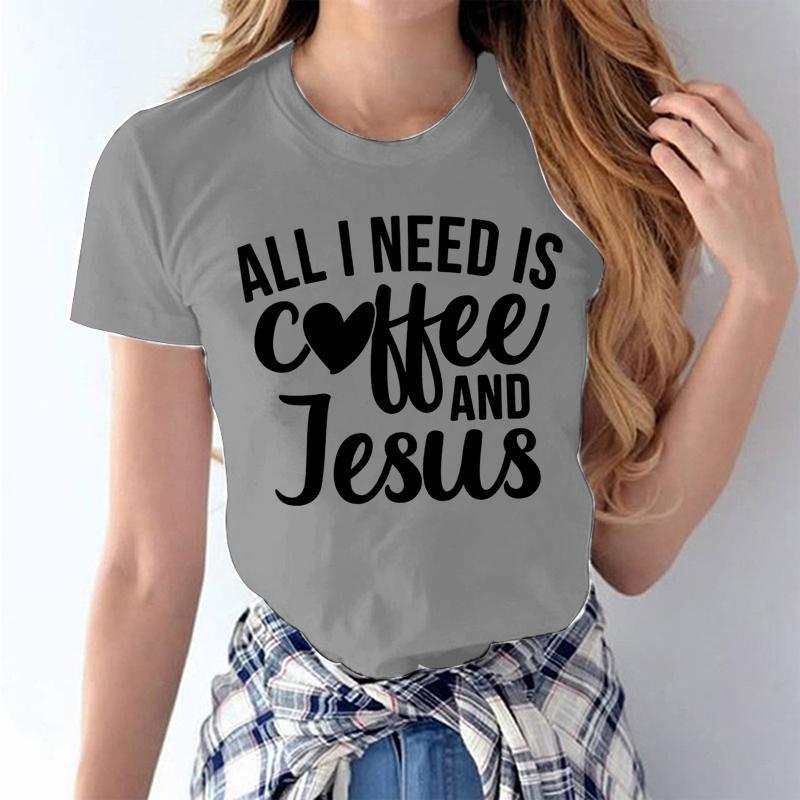 ZIMOXUAN All I Need Is Coffee and Jesus Shirt, Coffee T-Shirt, Coffee Shirt, Jesus Shirt, God Shirt, Coffee Tee, Cute Coffee Shirt, Graphic Te