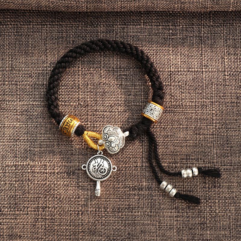 Men and Women Ethnic-style Hand-woven String Bracelet, Retro Color Cotton Thread Woven Bracelet
